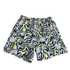 Lands End Mens Swim Shorts Size Medium 32-34 Brief Lined Fish Tropical Beach